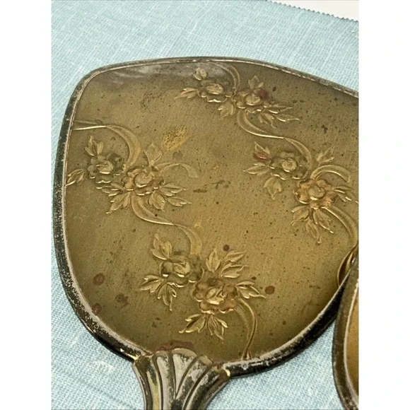 Vintage Floral Mirror And Brush Set - Picture 3 of 9